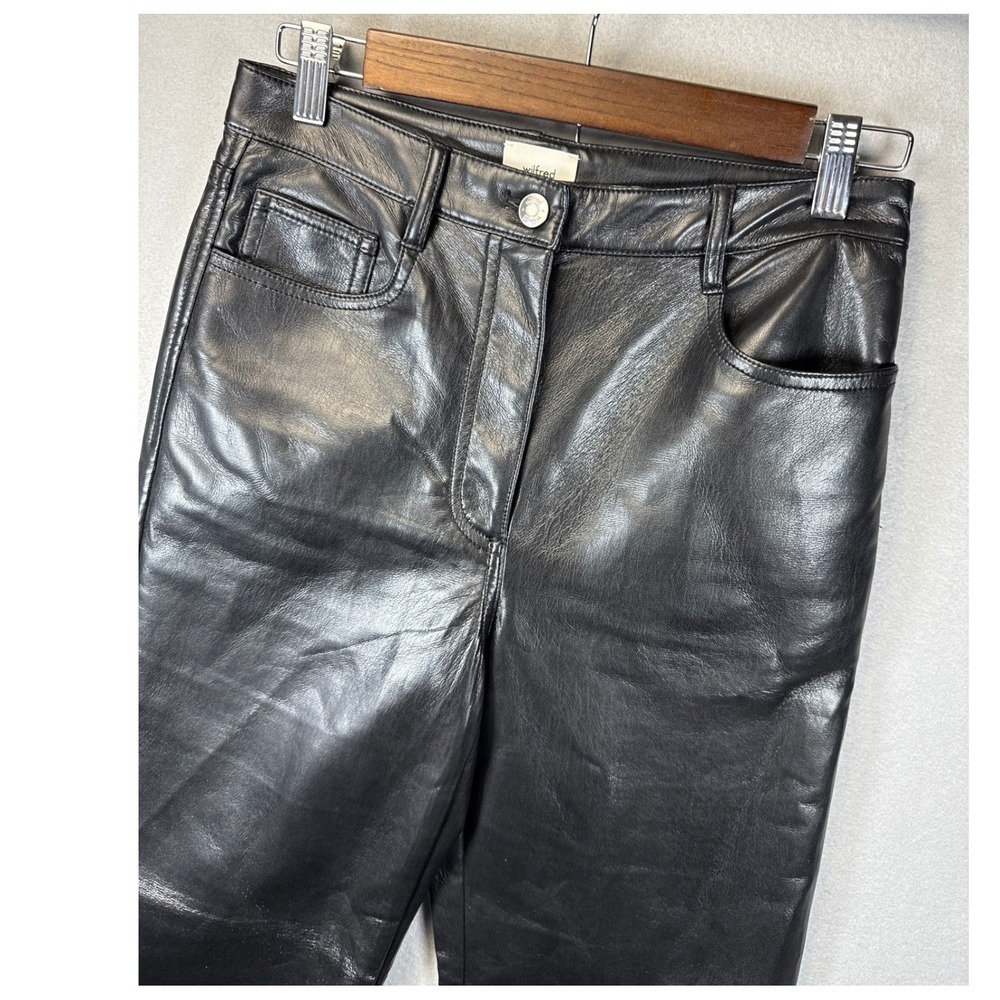 Wilfred Aritzia Melina Polyurethane Pants Womens Size 4 Black Goth Rave Designer